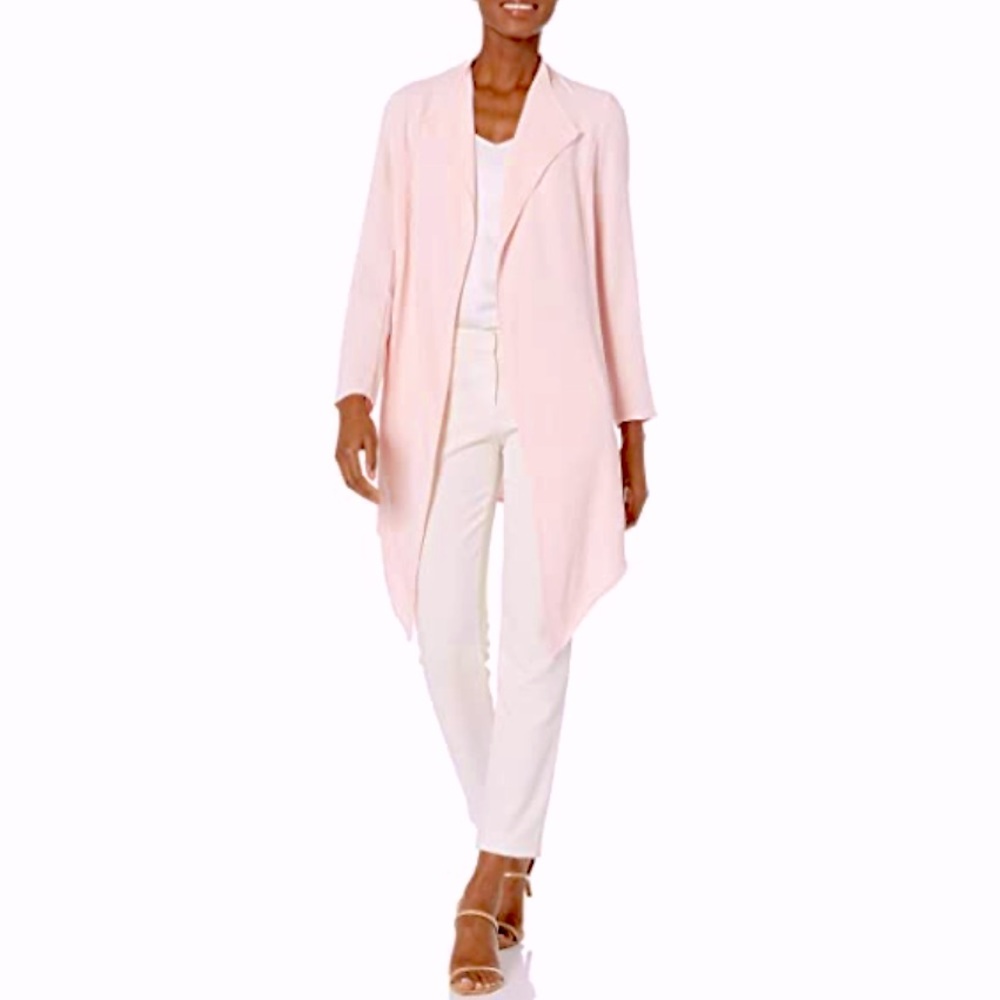 NEW Anne Klein Women's Pink Draped Front Open jacket
